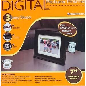 Smartparts SP70BR 7" Digital Picture Frame Wood New 7" Viewsble Image